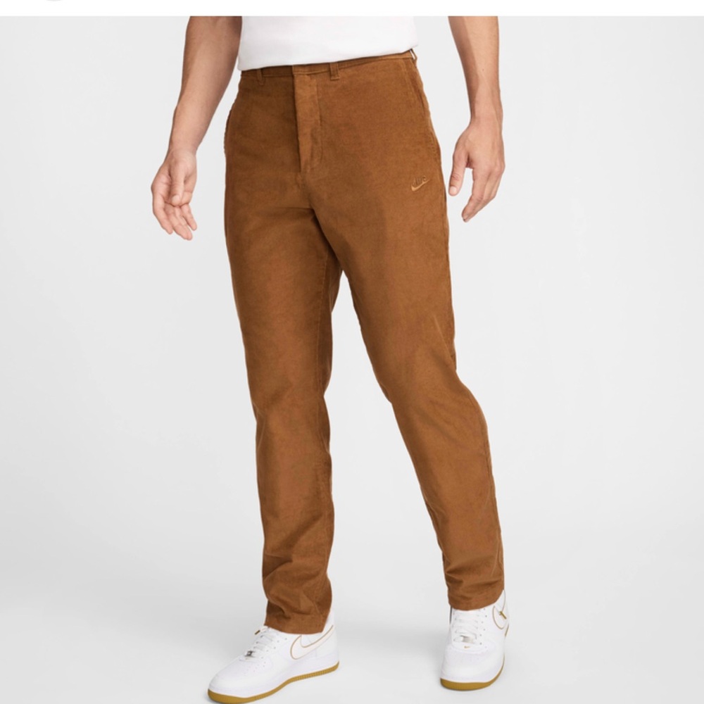Nike club mens corduroy chino trousers light British tan 38 x 32 straight leg